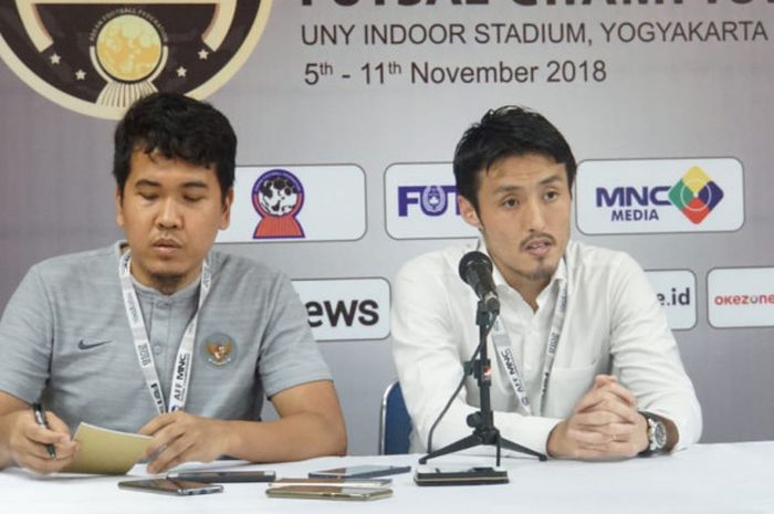 Pelatih timnas futsal Indonesia, Kensuke Takahashi setelah laga melawan Kamboja, Rabu (8/11/2018).