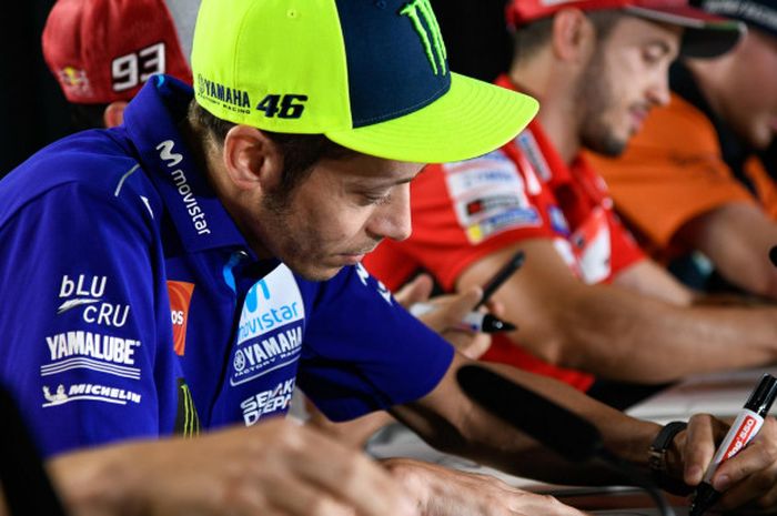 Valentino Rossi saat sesi jumpa pers jelang MotoGP Austria di Red Bull Ring, Austria, Kamis (9/8/2018).