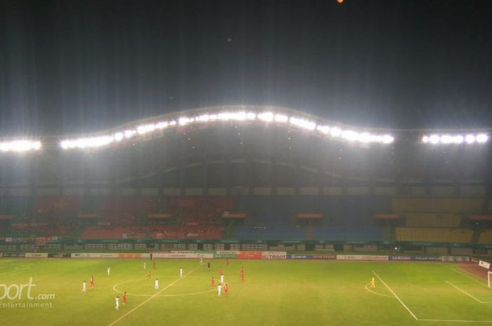 Suasana pertandingan antara timnas U-23 Suriah kontra timnas U-23 Vietnam di Stadion Patriot Chandrabhaga, Bekasi, Senin (27/8/2018).