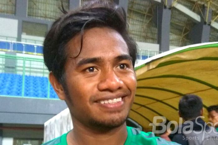 Ilham Udin Armaiyn, penyerang Bhayangkara FC, saat bersiap menjalani debut timnas.