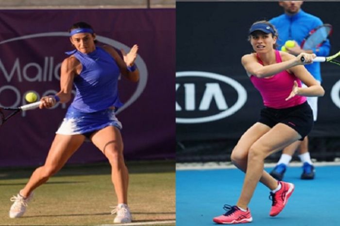 Caroline Garcia (kiri) dan Johanna Konta (kanan) sama-sama berpeluang mengisi slot terakhir sektor tunggal putri di WRA Finals 2017 yang digelar di Singapura.