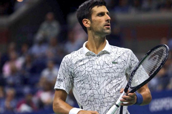 Novak Djokovic kala bermain pada laga semifinal US Open 2018 yang digelar Jumat (7/9/2018) malam wak