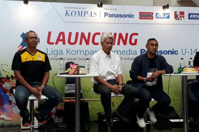 Konferensi pers peluncuran Liga Kompas Gramedia U-14 di Atrium Bintaro XChange Mall, Tangerang Selatan, pada Sabtu (5/8/2017).