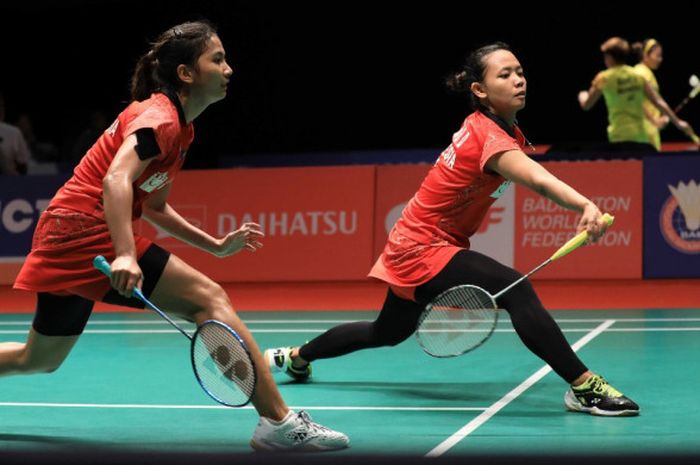 Pasangan ganda putri Indonesia, Virni Putri dan Della Destiara Harris bertanding pada babak pertama Malaysia Masters 2019 melawan pasangan Thailand, ongkolphan Ktitharakul/Rawinda Prajongjai (Thailand), Rabu (16/1/2019).