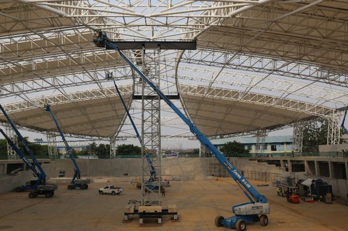 Renovasi arena Velodrome di Rawamangun, Jakarta Timur, sudah mencapai angka 68,79 persen pada Jumat (3/11/2017).