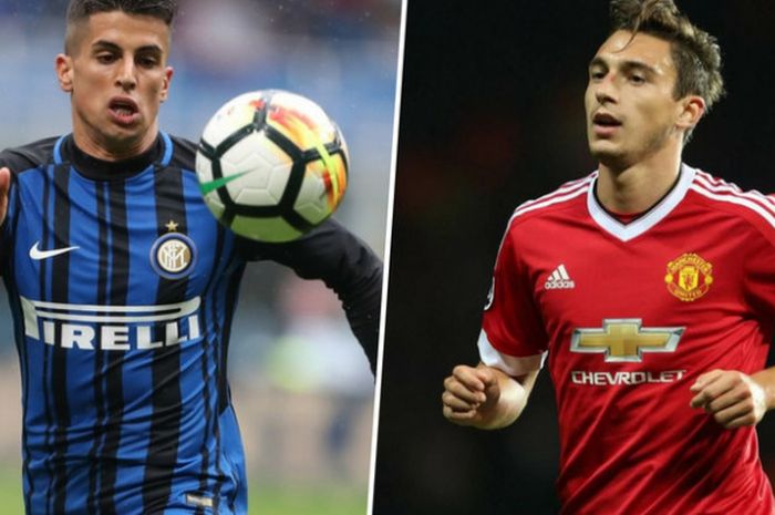 Ilustrasi pemain pinjaman Inter Milan, Joao Cancelo, dan bek Manchester United, Mateo Darmian.