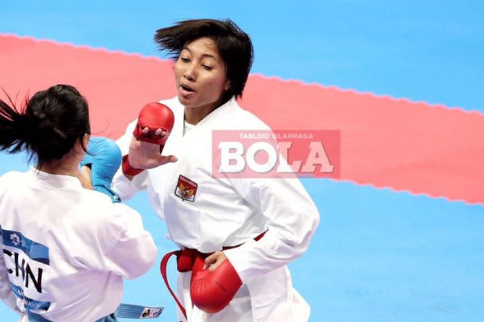 Atlet karate Indonesia, Cokorda Istri Agung Sanistyarani, meraih medali perunggu Asian Games 2018 di