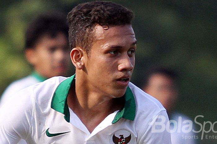 Ekspresi Egy Maulana dalam sebuah latihan bersama Timnas U-19 Indonesia.