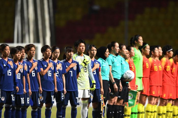 Laga final sepak bola putri Asian Games 2018 antara Timnas Jepang Vs China di Stadion Gelora Sriwijaya, Jakabaring, Palembang pada Jumat (31/8/2018) malam.
