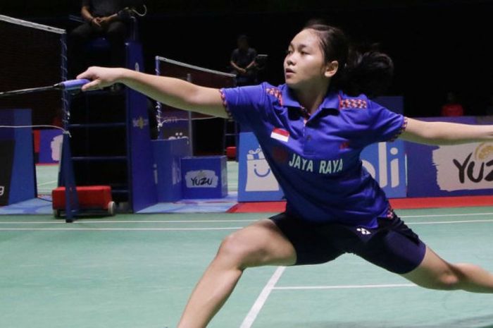 Pebulu tangkis tunggal putri Indonesia, Olivia Chelin Maria Kambey, saat tampil di turnamen Bangka Belitung Indonesia Masters 2018. 