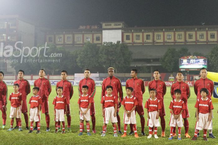Timnas U-23 Indonesia  dalam laga persahabatan melawan Thailand U-23 di Stadion PTIK, Kamis (31/5/2018).