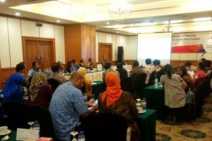 Panitia Pelaksana Asian Para Games 2018 (Inapgoc) menggelar technical delegate meeting di Hotel Grand Sahid, Jakarta, pada Jumat (17/11/2017) pagi.