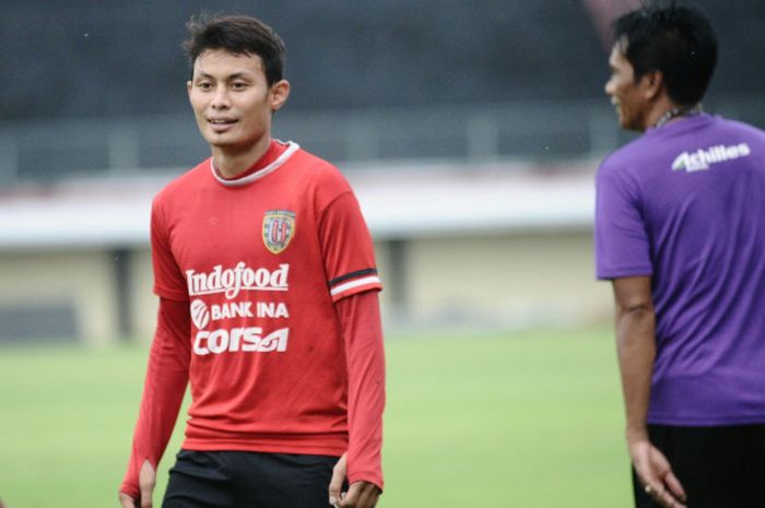 Diaz Angga saat latihan bersama Bali United di Stadion Kapten I Wayan Dipta, Gianyar, Sabtu (6/1/210