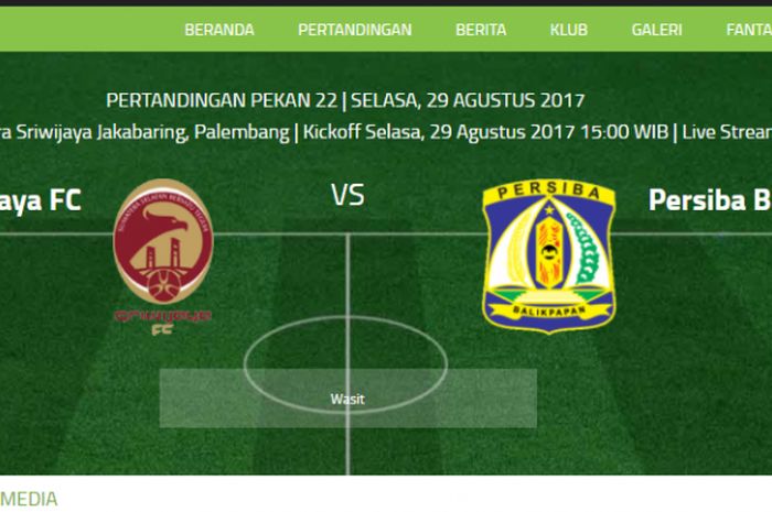 Sriwijaya FC Vs Persiba Balikpapan Selasa (29/8/2017)