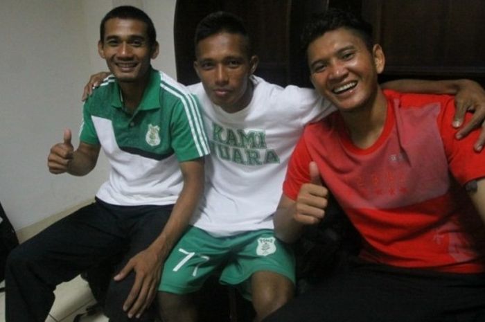 Legimin Rahardjo (kiri) dan Hardiantono (kanan). Peran mereka dibutuhkan PSMS Medan saat menjamu Persib Bandung di Stadion Teladan, Medan, Minggu (26/3/2017).