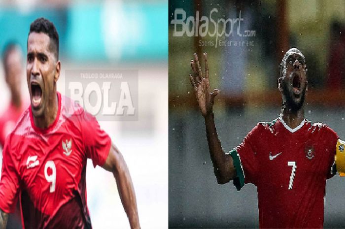 Kolase foto Alberto Goncalves, striker Sriwijaya FC (kiri) dan Boaz Solossa (striker Persipura Jayapura)