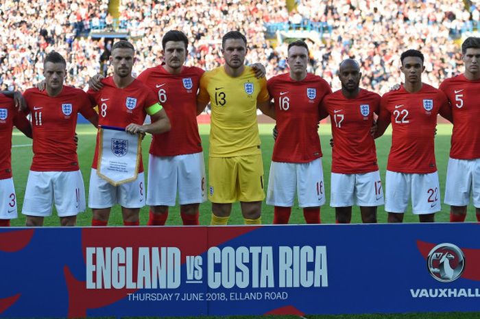 Timnas Inggris berpose sebelum pertandingan persahabatan melawan Kosta Rika, 7 Juni 2018 di Elland Road, Leeds.