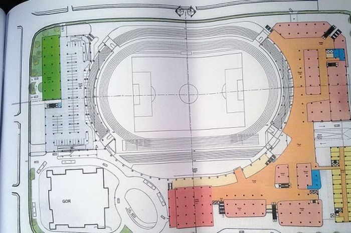 Gambar maket Stadion Ngurah Rai di Denpasar yang akan dibangun kembali pada akhir tahun 2017.