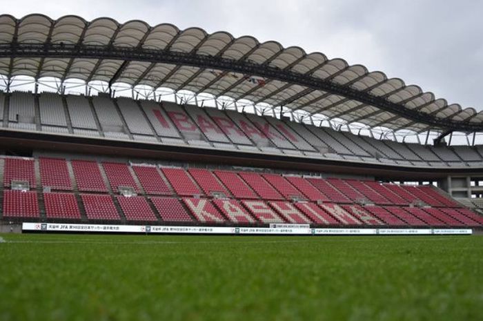 Stadion Kashima Soccer di Ibaraki yang menjadi arena laga putaran keempat saat Kashima Antlers menjamu Sanfrecce Hiroshima pada 26 September 2018.  