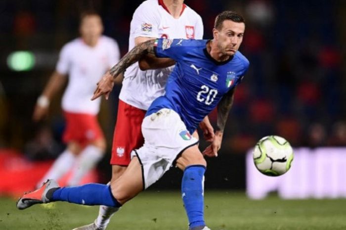 Winger timnas Italia, Federico Bernardeschi, saat tampil melawan Polandia dalam ajang UEFA Nations League di Stadion Renato Dall'Ara, Bologna, pada September 7, 2018. 