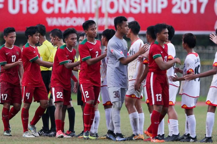  Timnas U-19 Indonesia saat jelang kontra Brunei Darussalam, Rabu (13/9/2017). 