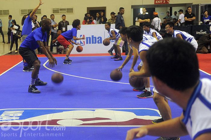 Suasana pelatihan dari NBA di gedung PSCC Palembang.