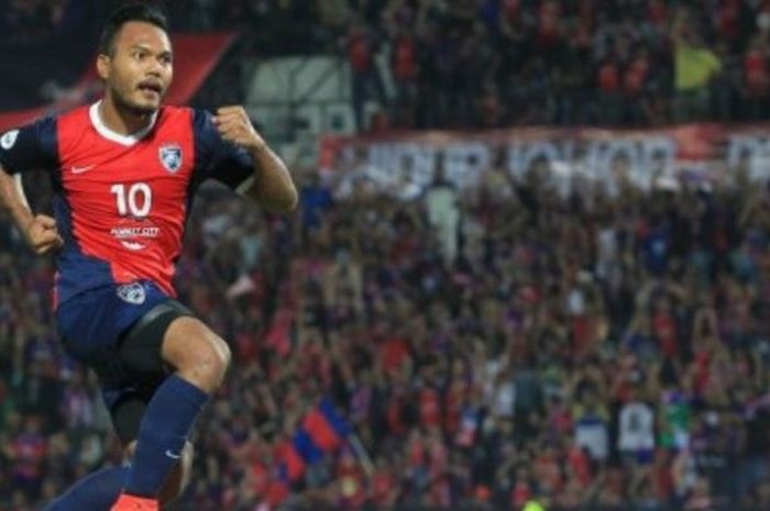 Striker senior Malaysia, Safee Sali saat membela klubnya, Johor Darul Takzim di Liga Super Malaysia. 