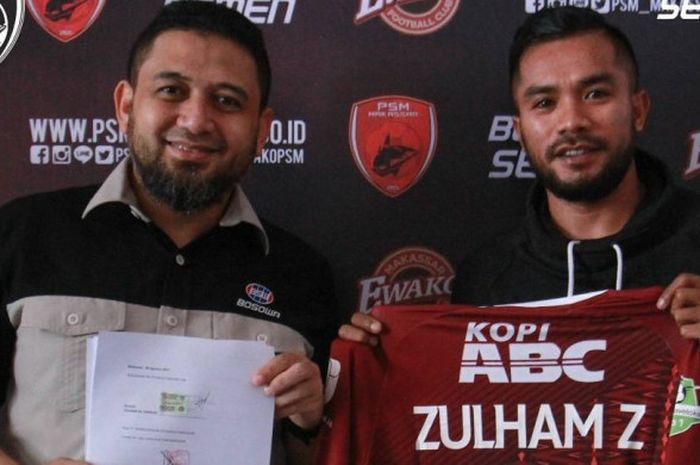 Zulham Zamrun resmi menjadi pemain PSM Makassar, Senin (7/8/2017)