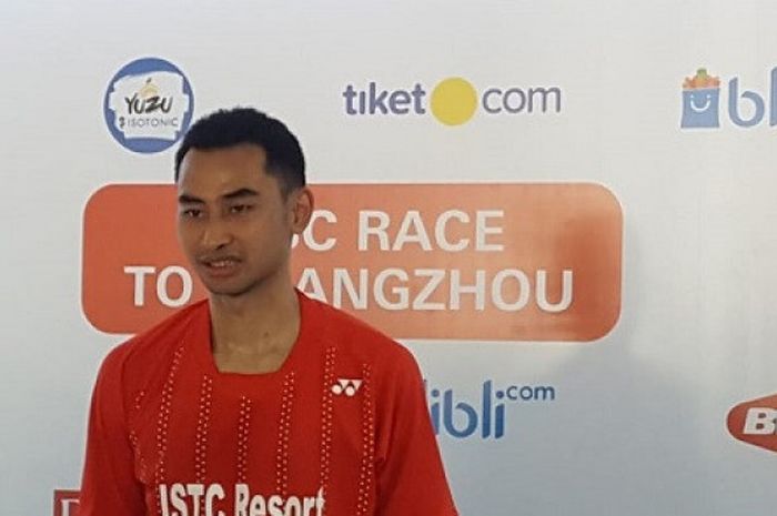 Tommy Sugiarto saat ditemui awak media di Istora Senayan, Jakarta, usai laga babak pertama Indonesia Open 2018, Rabu (4/7/2018).