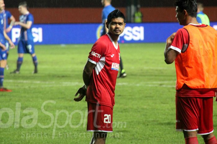 Bambang Pamungkas saat laga Indonesia Selection vs Timnas Islandia di Stadion Maguwoharjo, Sleman, Kamis (11/1/2017).
