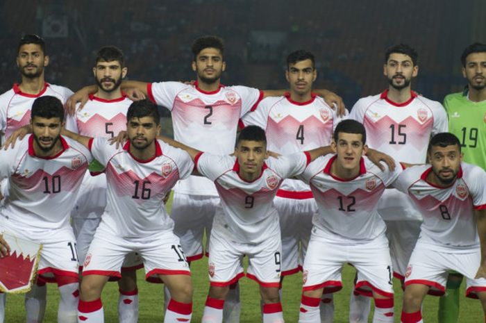 Timnas U-23 Bahrain sebelum melakoni laga Grup E Asian Games 2018 kontra Korea Selatan.