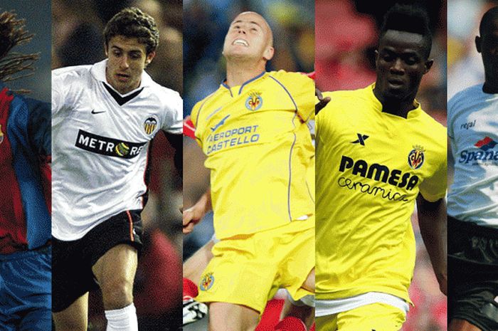 Lima pemain yang menjadi transfer terbaik di La Liga. Dari kiri ke kanan: Edgar Davids, Pablo Aimar, Luciano Figueroa, Eric Bailly, dan Samuel Eto'o.