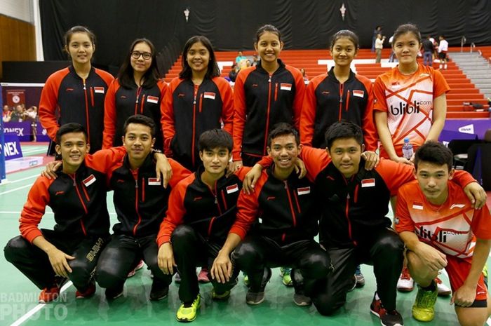 Para pemain bulu tangkis junior Indonesia yang berlaga pada Kejuaraan Dunia Junior di Lima, Peru.