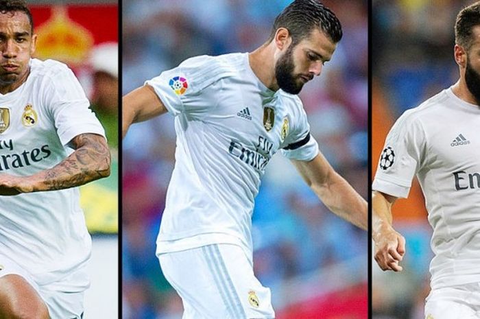 Danilo, Dani Carvajal, dan Nacho Fernandez, ikut menyumbang gol bagi Real Madrid.