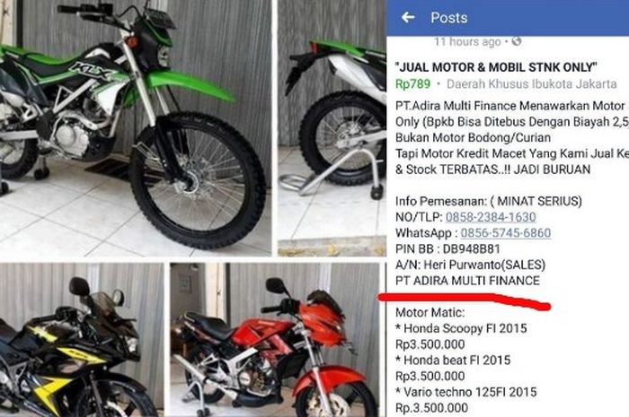 Jual Motor Seken Di Medsos Comot Nama Perusahaan Ini Kata