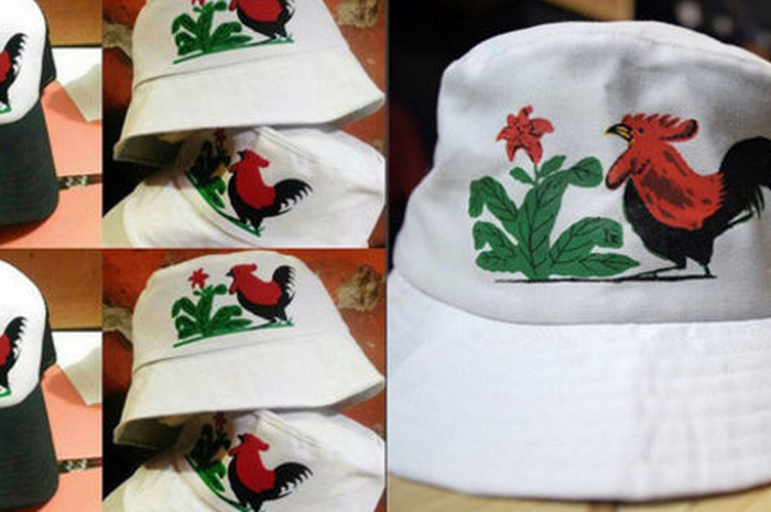 Topi Dengan Motif Ayam Di Mangkuk Mie Ayam Topi Dengan Motif Ayam Di Mangkuk Mie Ayam