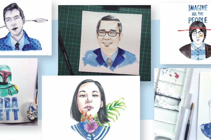 Ini Teknik Doodle Pake  Cat  Air  dengan Pilihan Nuansa Biru 