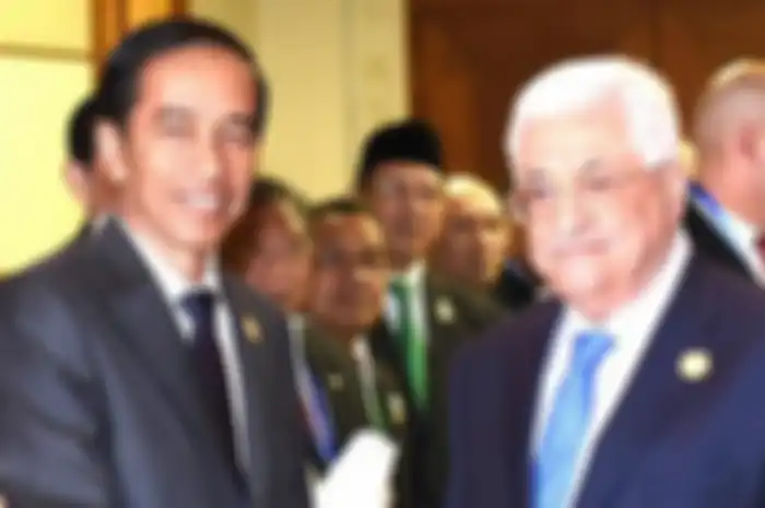 Presiden Indonesia Joko Widodo dan Presiden Palestina Mahmoud Abbas, Jokowi menegaskan tidak akan menormalkan hubungan dengan Israel jika Palestina belum berdiri sendiri