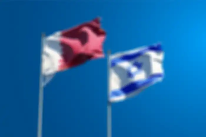 Ilustrasi bendera Qatar dan Israel