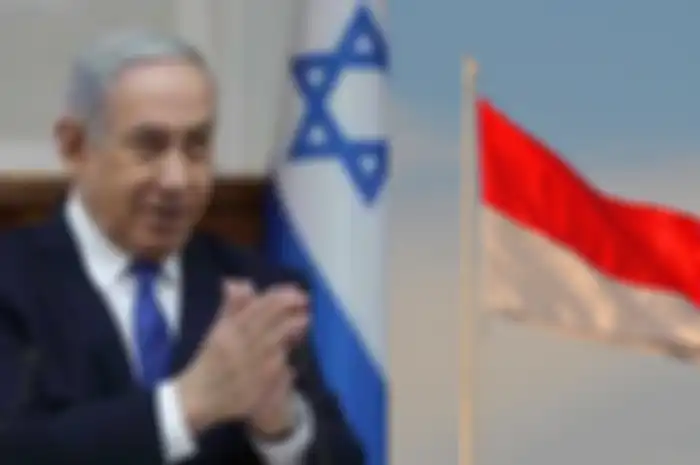 Perdana Menteri Israel Benjamin Nethanyahu, dan bendera Indonesia.