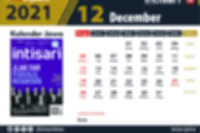 Kalender Jawa bulan Desember 2021