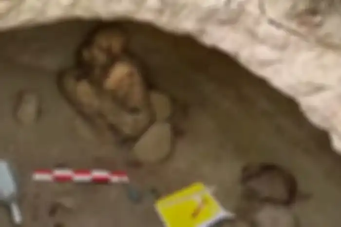 Mumi berumur 800 tahun yang ditemukan di makam berbentuk oval di Peru.