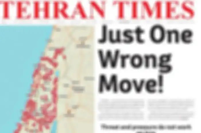Halaman depan Tehran Times yang menunjukkan ancaman rudal terhadap Israel