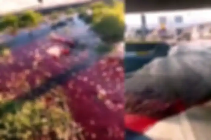 Setelah diguncang gempa pada awal tahun 2020, air berwarna merah darah keluar dari jalanan Turki