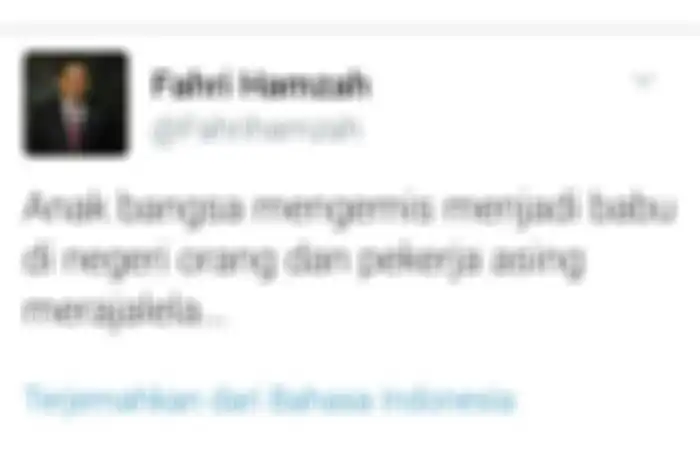 Tweet Fahri Hamzah yang mengundang polemik