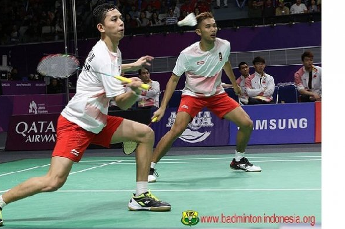 Hasil semifinal perorangan bulutangkis Asian Games 2018, pasangan ganda putra Indonesia, Fajar Alfian/Muhammad Rian Ardianto melaju ke babak final.