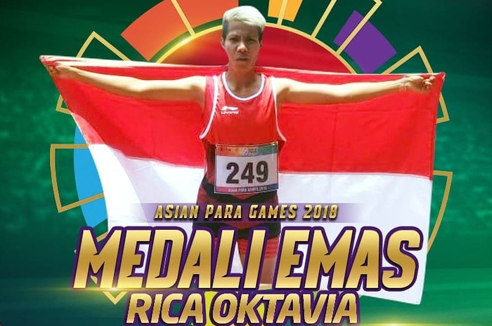 Kali ini, medali emas dipersembahkan oleh atlet para atletik, Rica Oktavia dalam nomor lompat jauh T20.