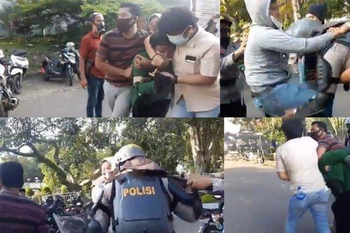 Sebuah video menunjukkan seorang pria yang disebut sebagai perwira polisi yang sedang menyamar dihantam oleh rekannya sendiri.


