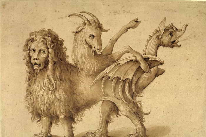 Chimera, sebagai makhluk mitologis yang dijelaskan dalam Homer's Iliad. Sekitar 1590-1610.