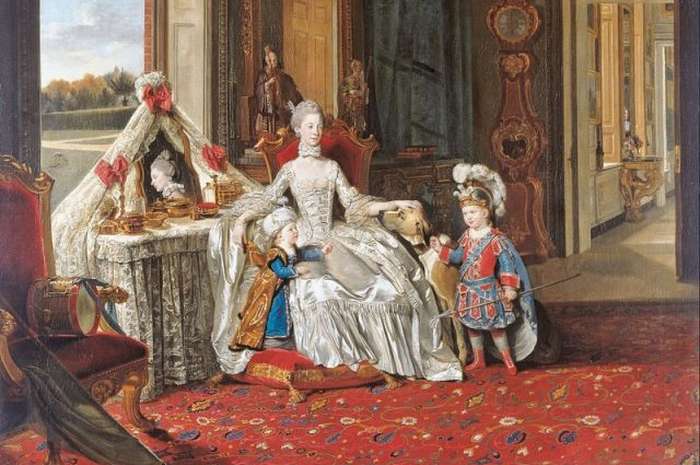 Ratu Charlotte bersama Dua Putra Sulungnya, Johan Zoffany, 1765.